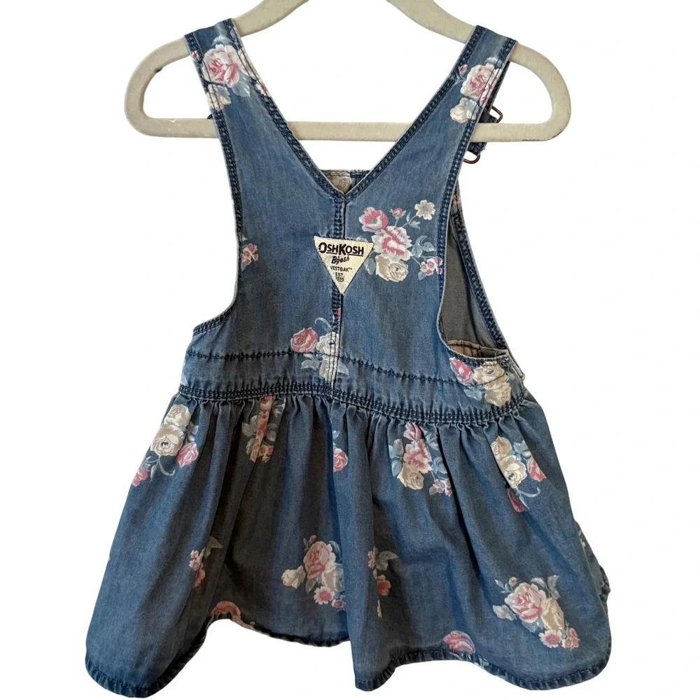 Osh‎ Kosh B'Gosh Girl's Floral Denim Overall Dress in Size 18M